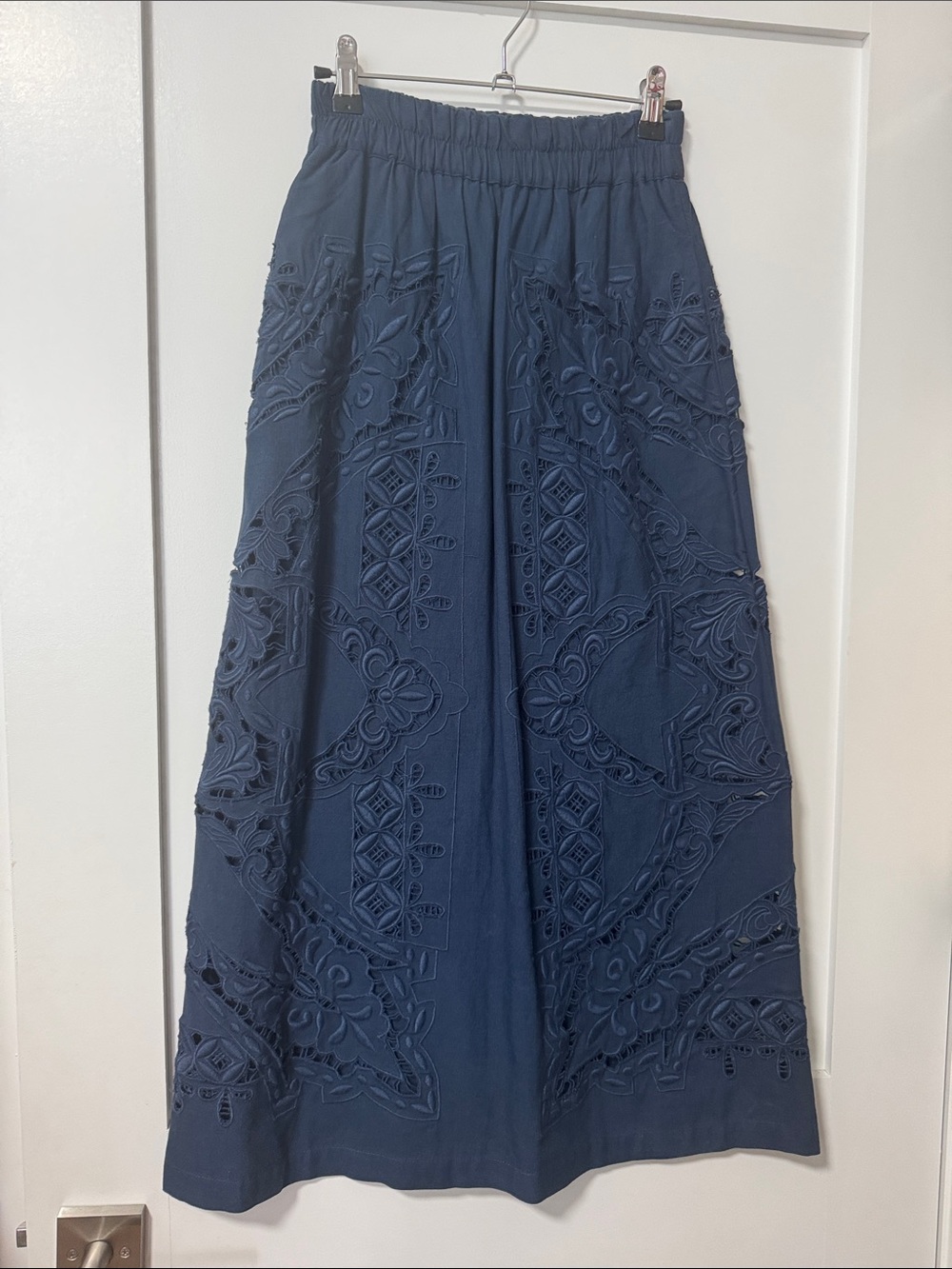 Sea New York Navy Blue Eyelet Maxi Skirt
